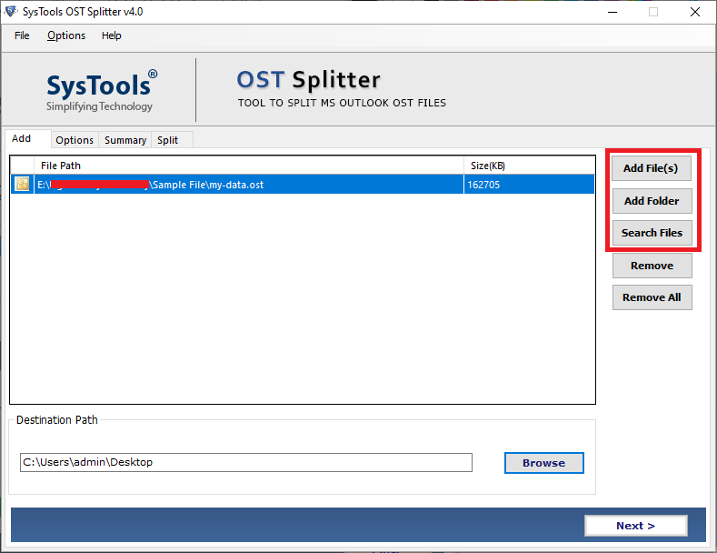 split OST into multiple parts