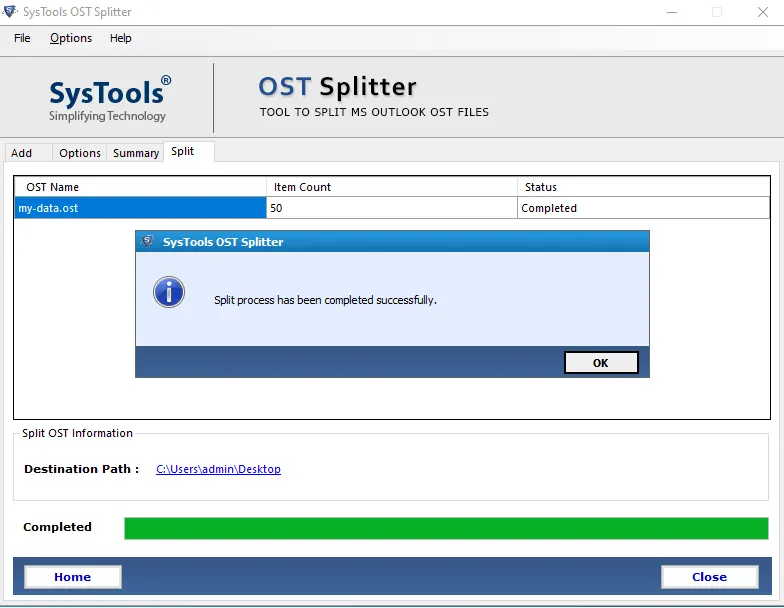 split coprrupted OST file